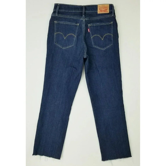 Levi's 28X26 Women's 724 High Rise Straight Raw Hem Blue Denim Jeans - Picture 1 of 14